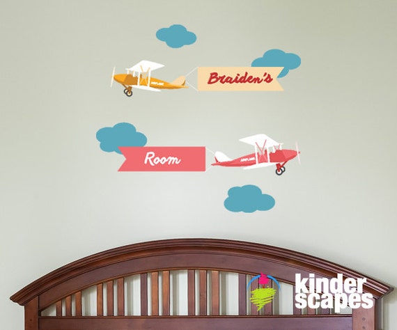 Personalizado Etiqueta De La Pared Del Avion Los Ninos Pared Etsy