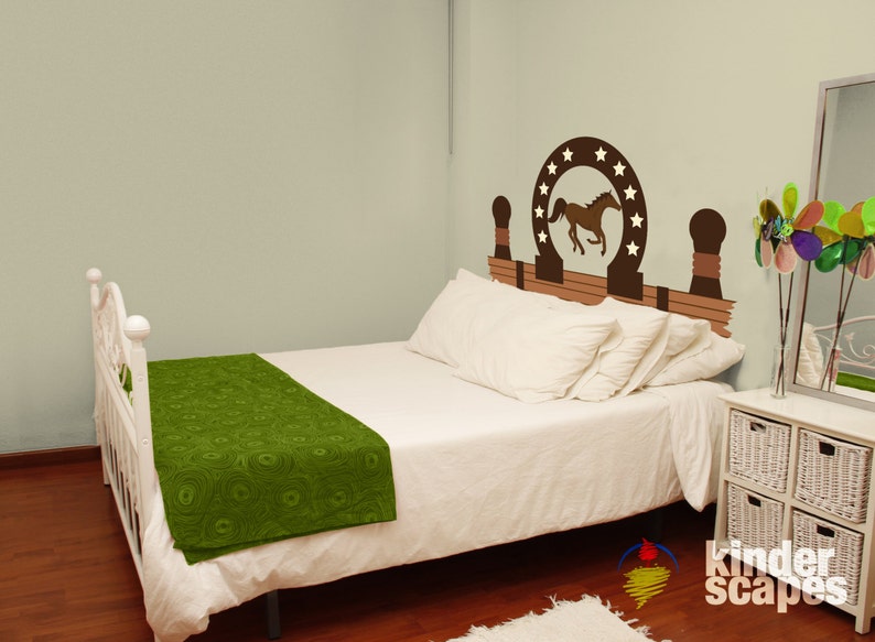 Western Theme Wall Decal Headboard Kids Printed Vinyl Old West Boys Room