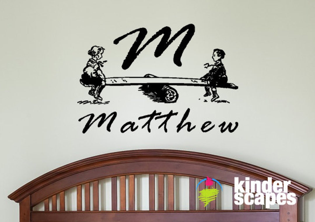 Custom Teeter Totter & Name Wall Decal Nursery Vinyl Decal Wall Decal