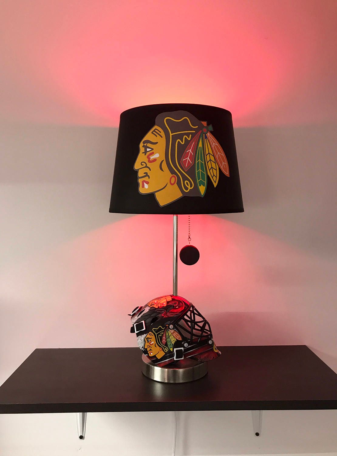 Chicago Blackhawks Mini Helmet Hockey Lamp Nhl Light Man Etsy