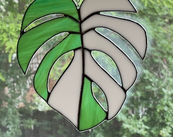 Monstera Albo Leaf Suncatcher