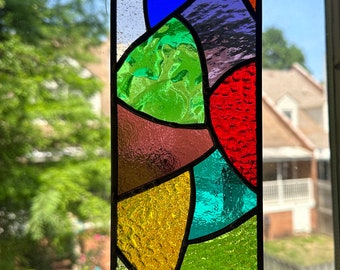 Abstract Colorful Stained Glass panel  - these items are ready to ship!