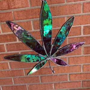 Marijuana Leaf Suncatcher Stained Glass