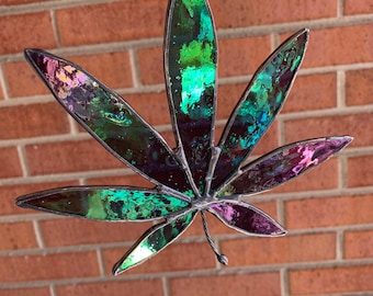 Marijuana Leaf Suncatcher Stained Glass