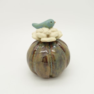 Cactus and bird in glazed ceramic