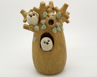 Ceramic sculpture The owl tree