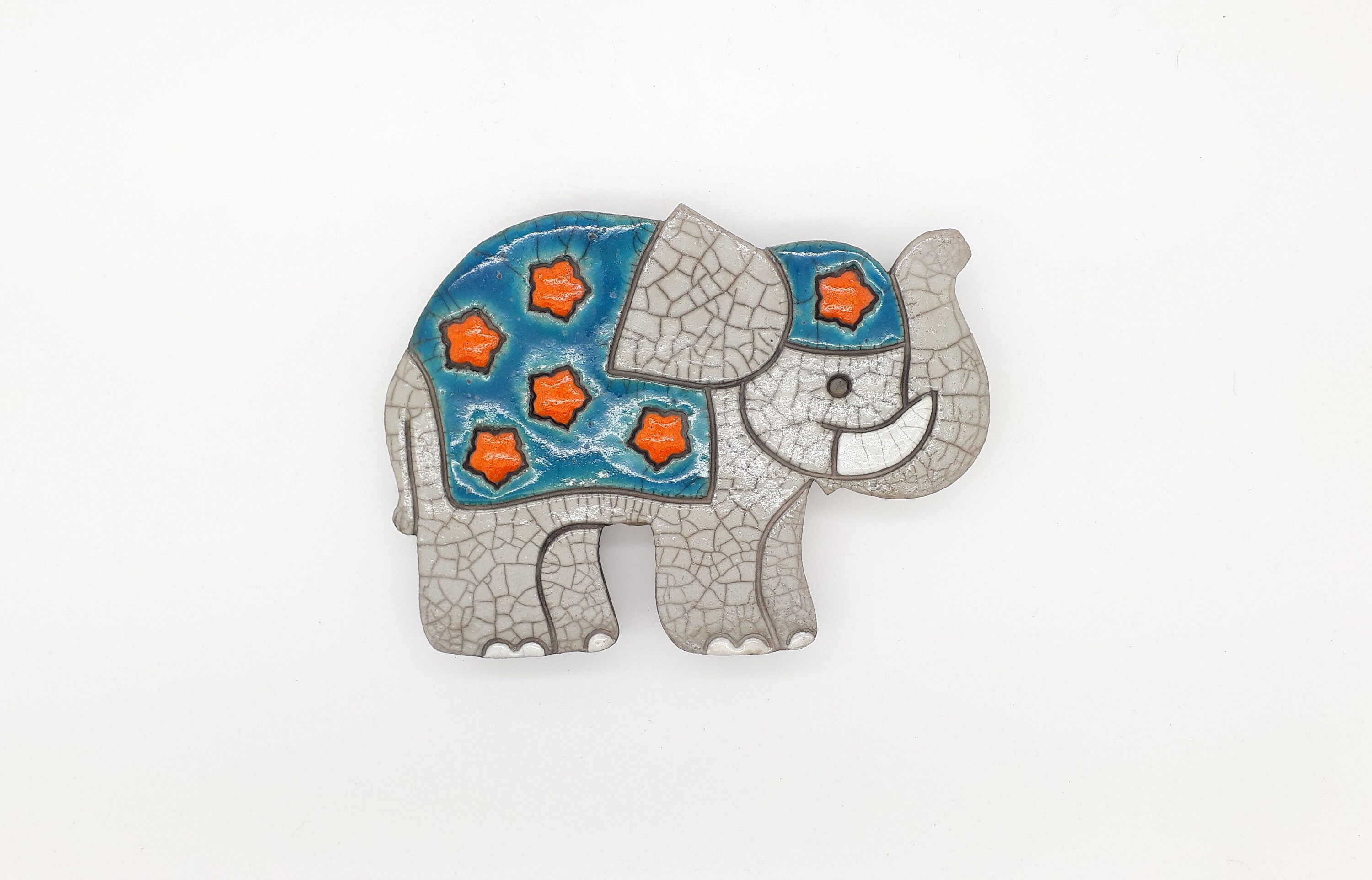 Plaque Murale Éléphant Raku