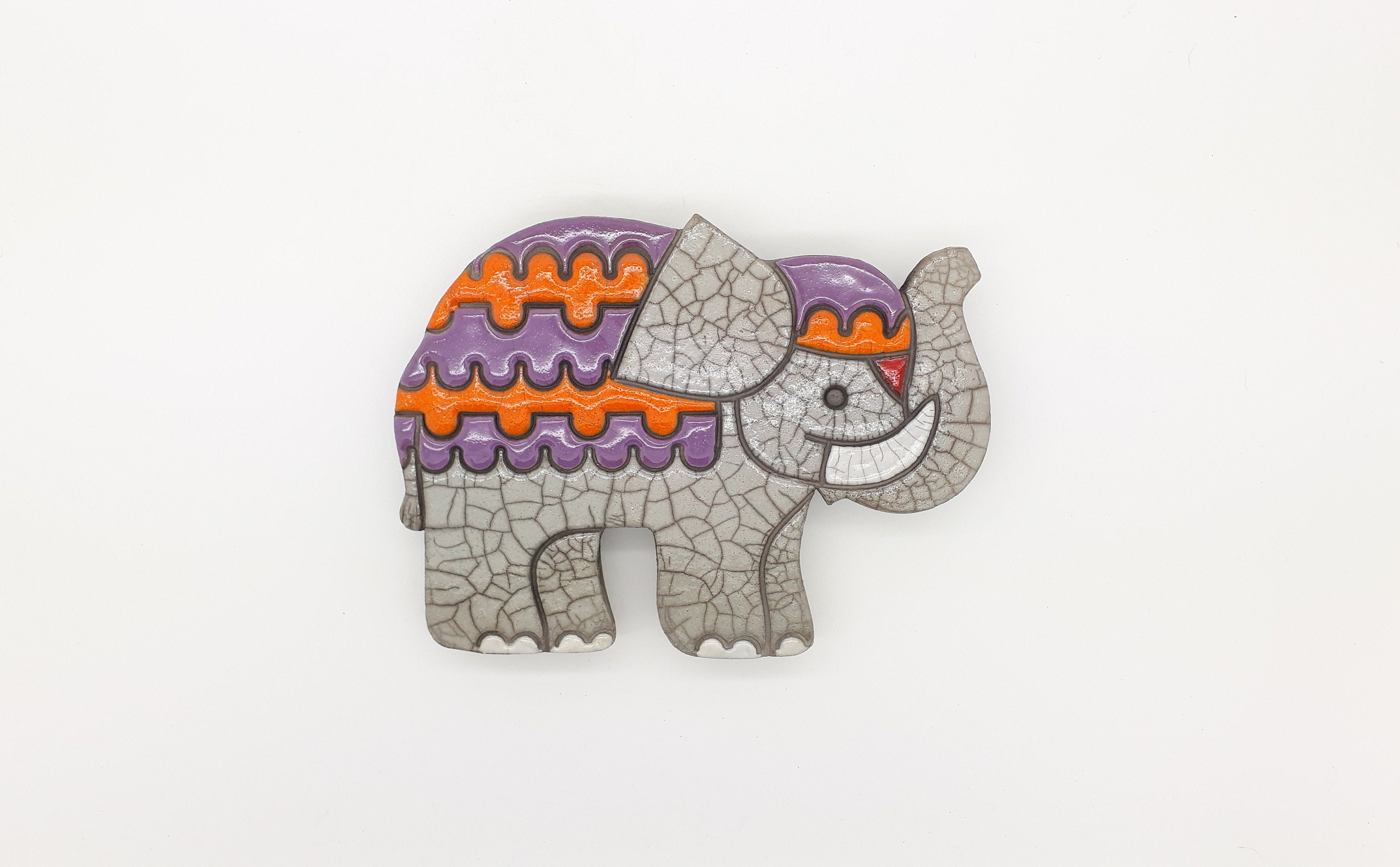 Plaque Murale Éléphant Raku