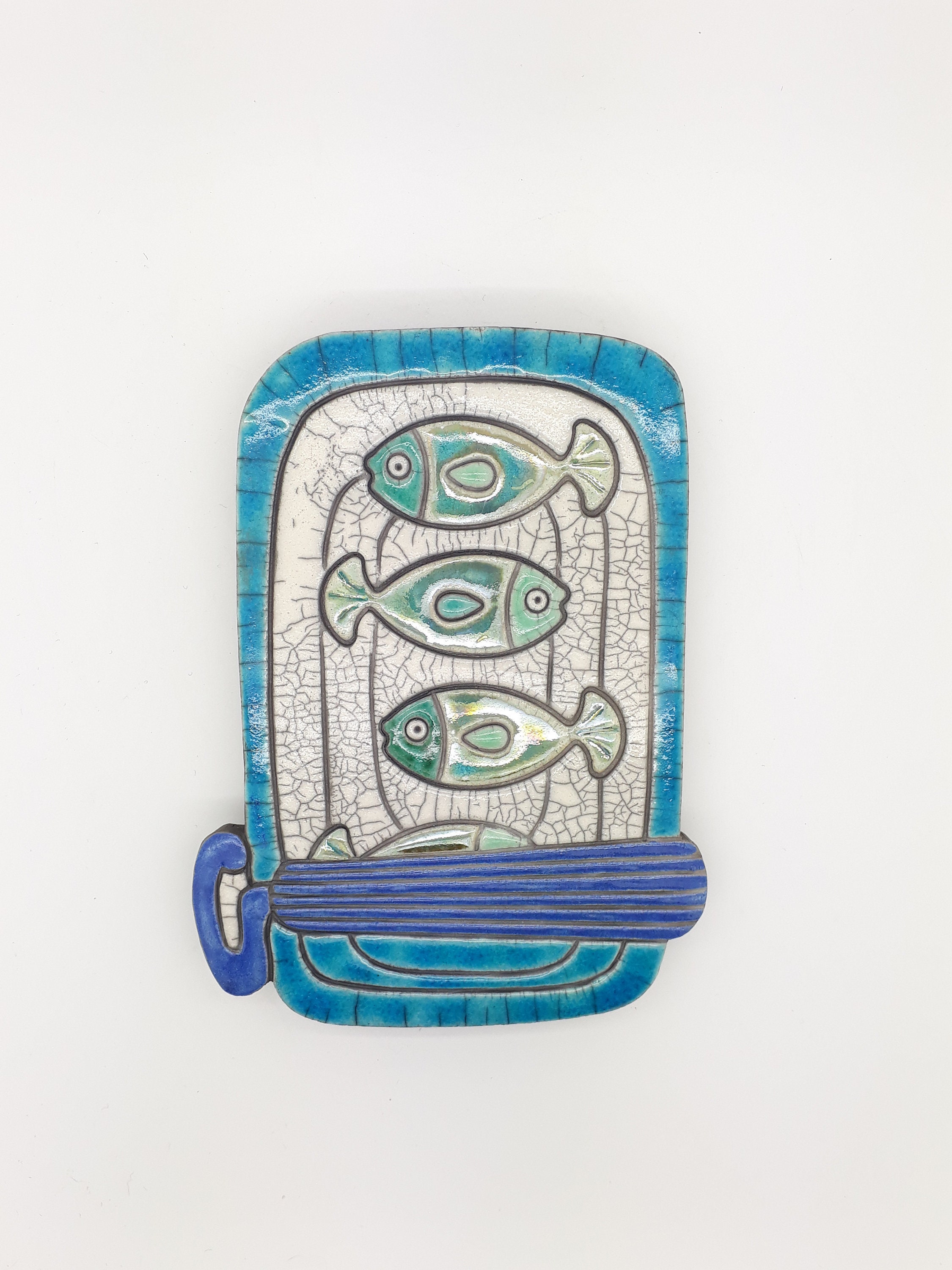 Plaque Murale Raku Boîte de Sardines