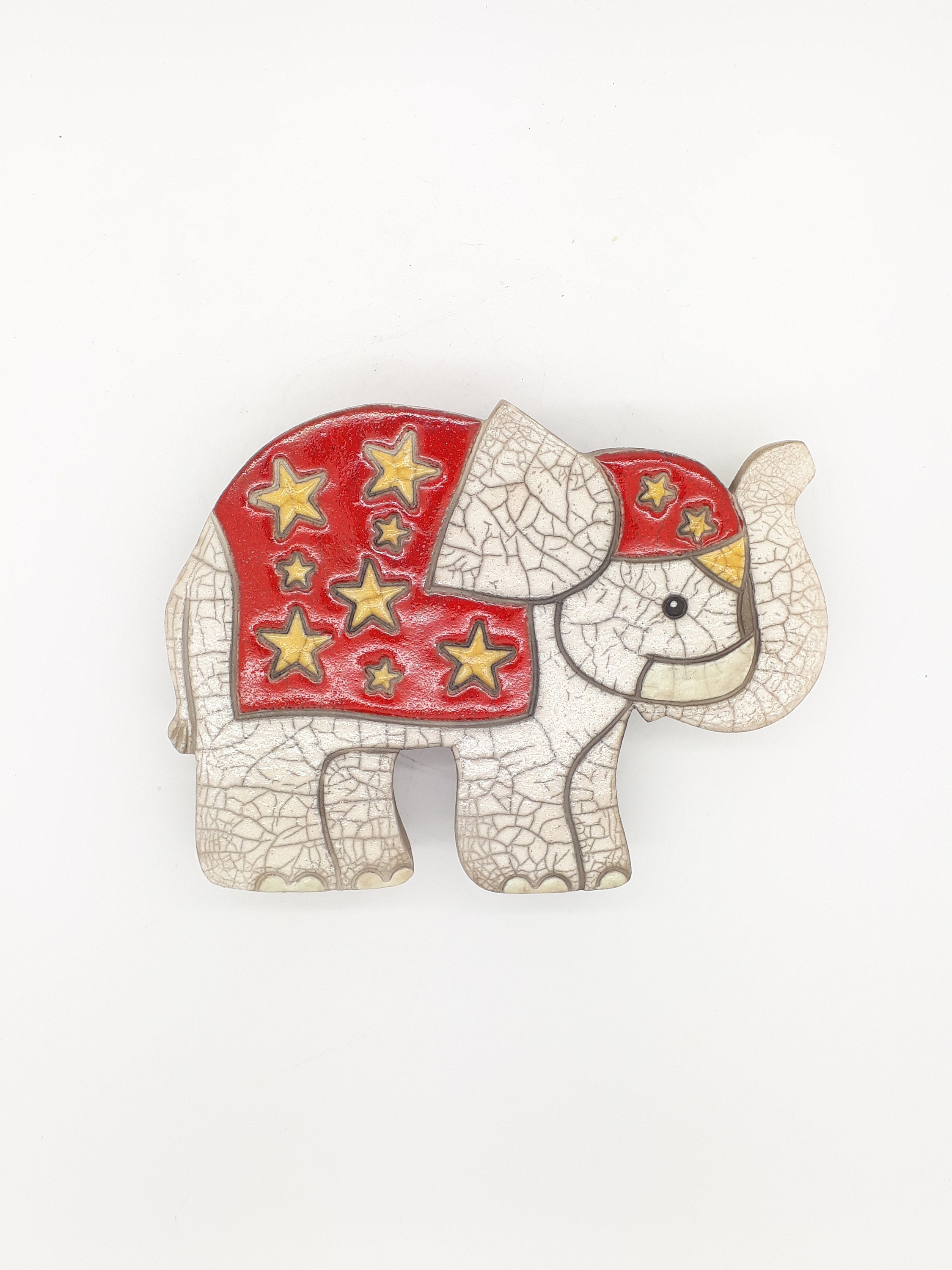 Plaque Murale Éléphant Raku