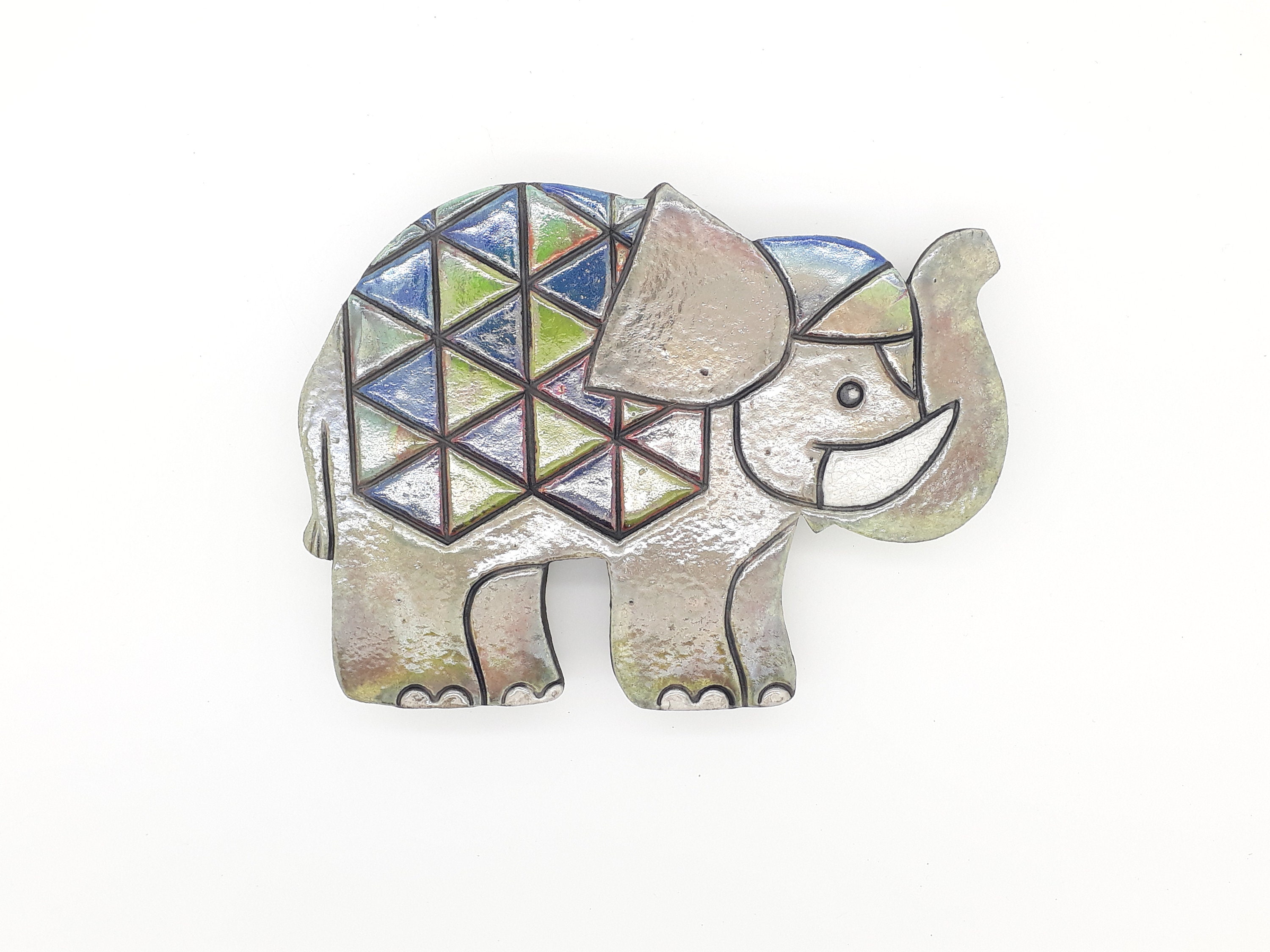 Plaque Murale Éléphant Raku