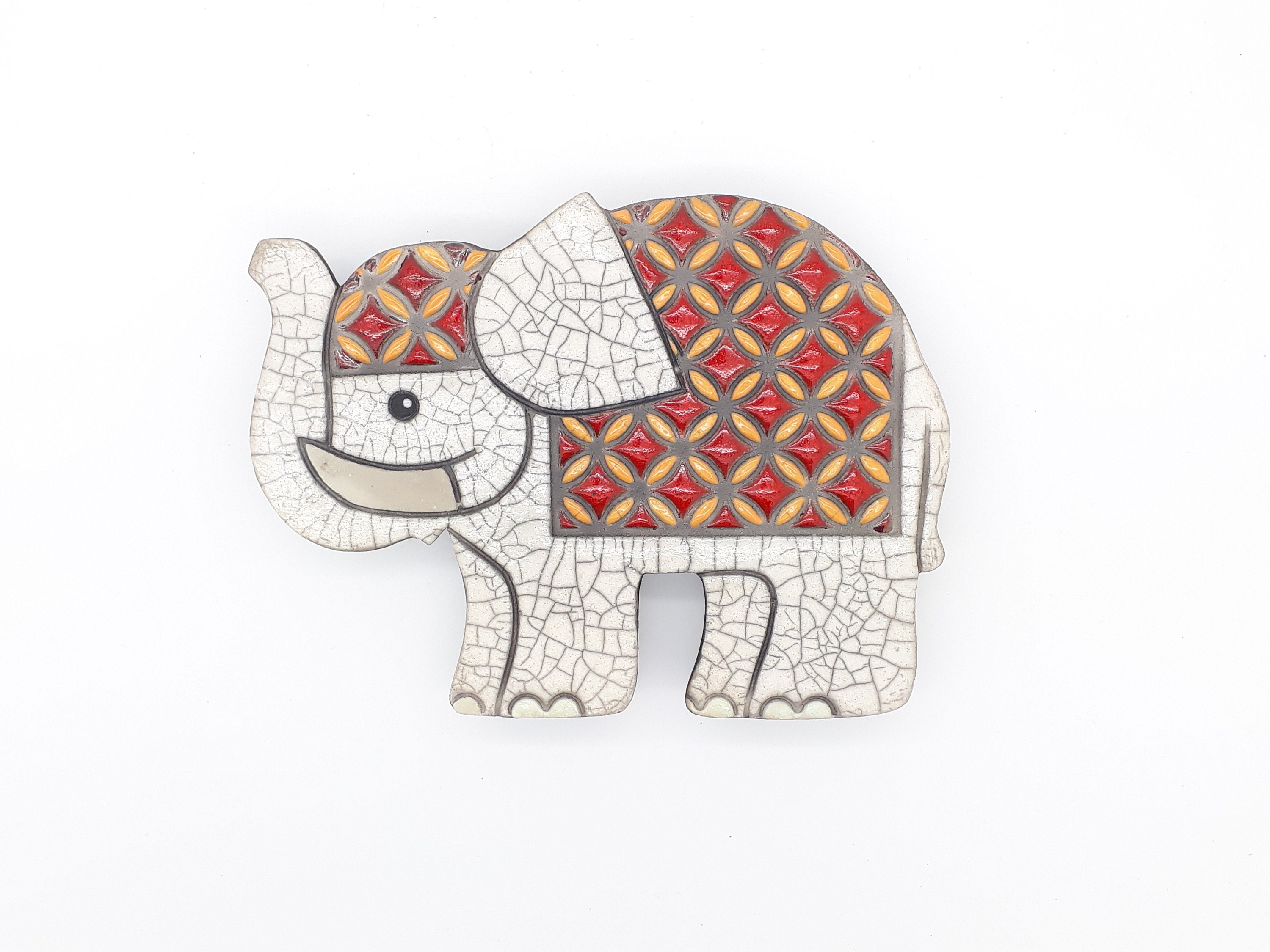 Plaque Murale Éléphant Raku