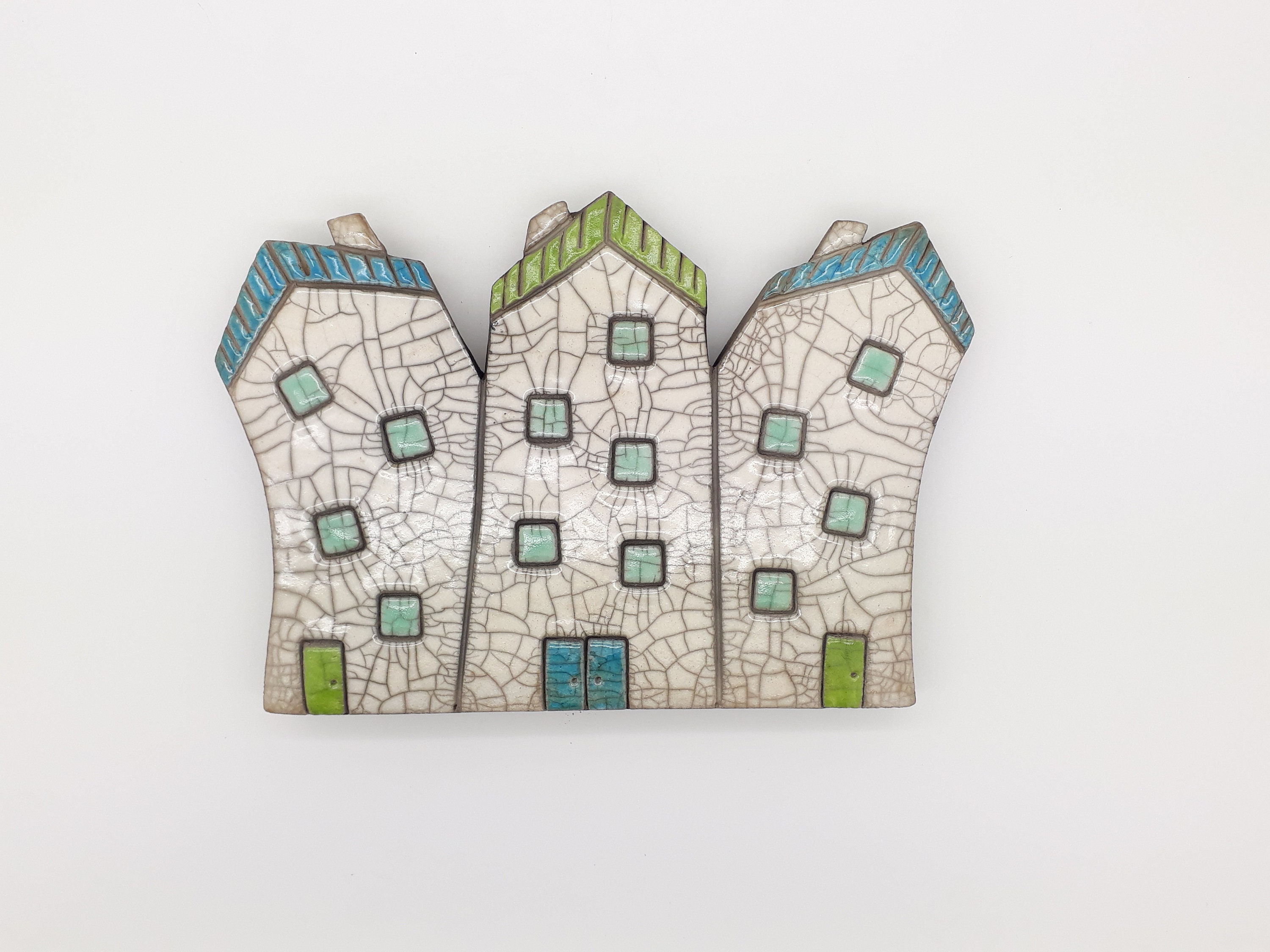 Plaque Murale Raku Trio de Maisons