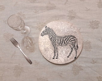 Raku ceramic zebra trivet