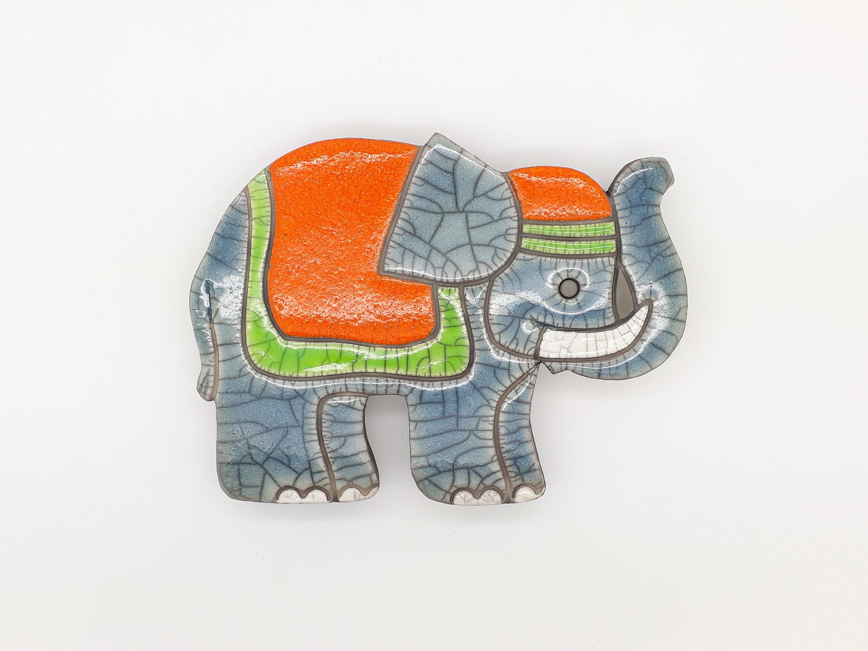 Plaque Murale Éléphant Raku