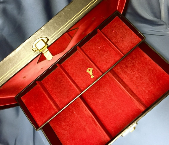 Mid-Century Locking Mele Mirrored Jewelry Box wit… - image 2