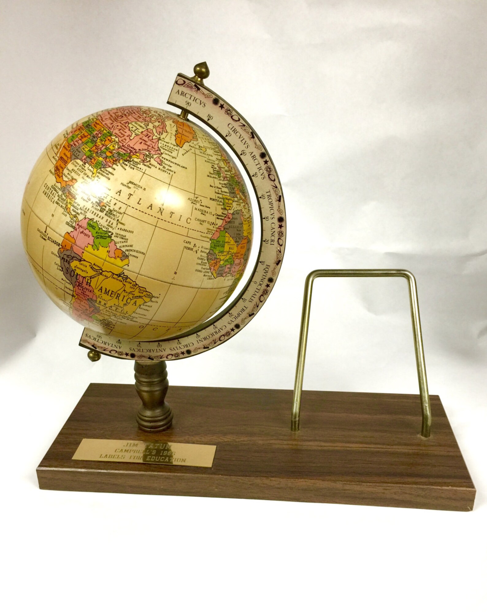 Vintage Desk Globe Featuring Wooden Base and Place to Adhere Etsy