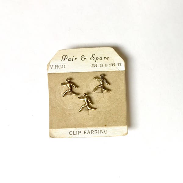 Vintage 'Pair & Spare' Virgo Clip Earrings