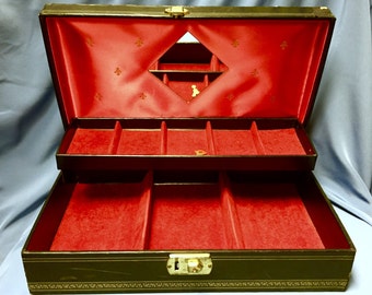 Mid-Century Locking Mele Mirrored Jewelry Box with Key