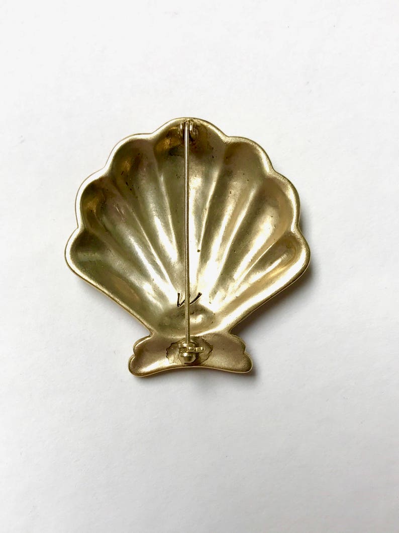 Vintage Liz Claiborne Sea Shell Pearl Brooch Pin | Etsy