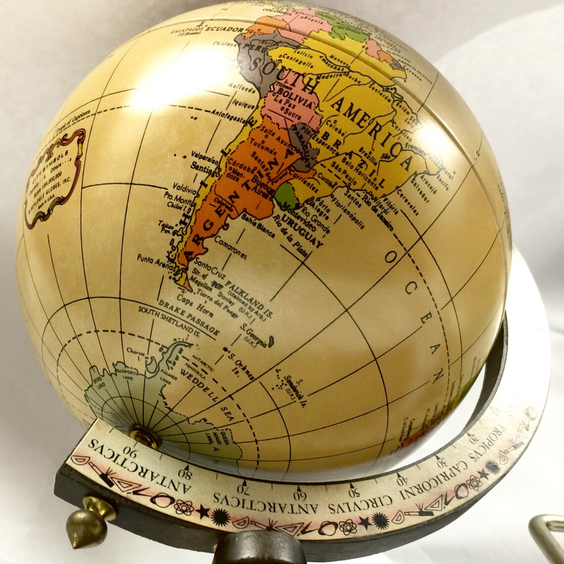 Vintage Desk Globe Featuring Wooden Base and Place to Adhere Etsy