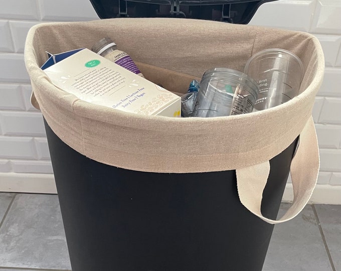 REUSABLE Recycling Bin Bag Strong, 100 Linen Fabric Fits 13 Gallon