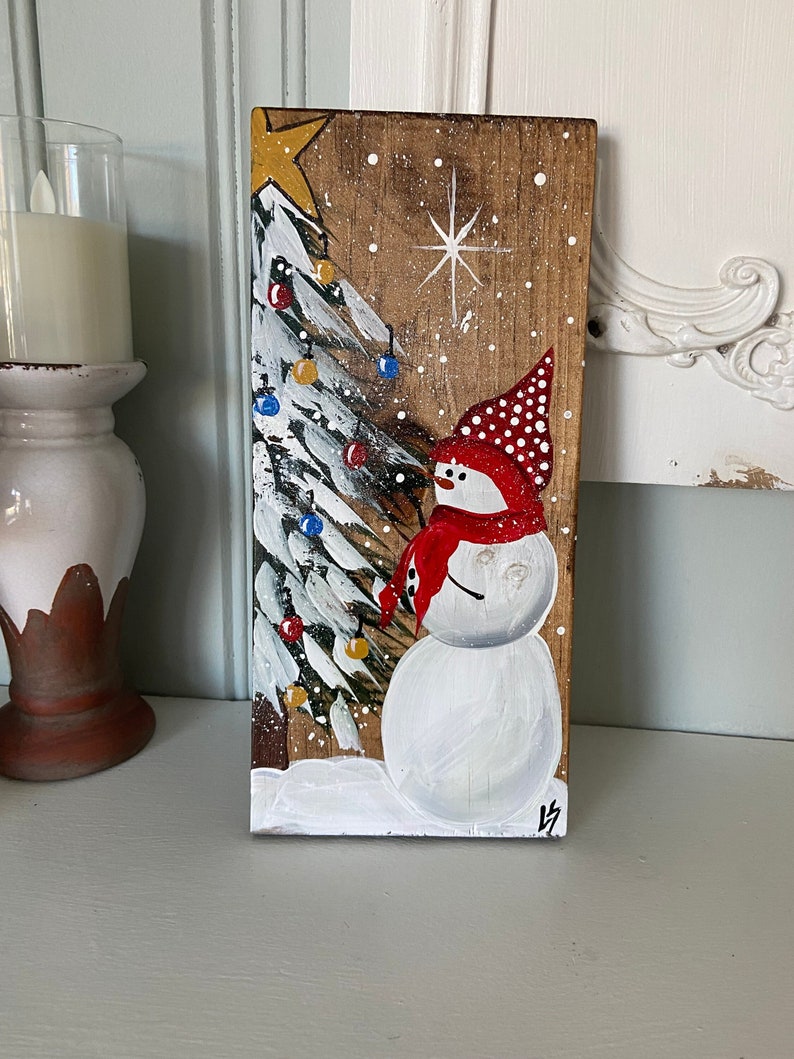 Hand Painted Wood Christmas Wall Hanging Rustic Christmas Etsy