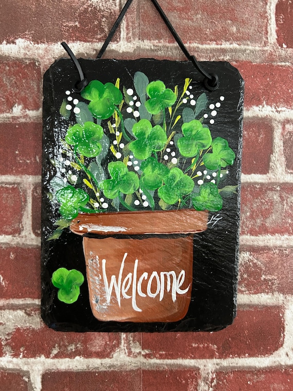 Painted St Patrick's Day Slate Welcome Sign, Irish Decor