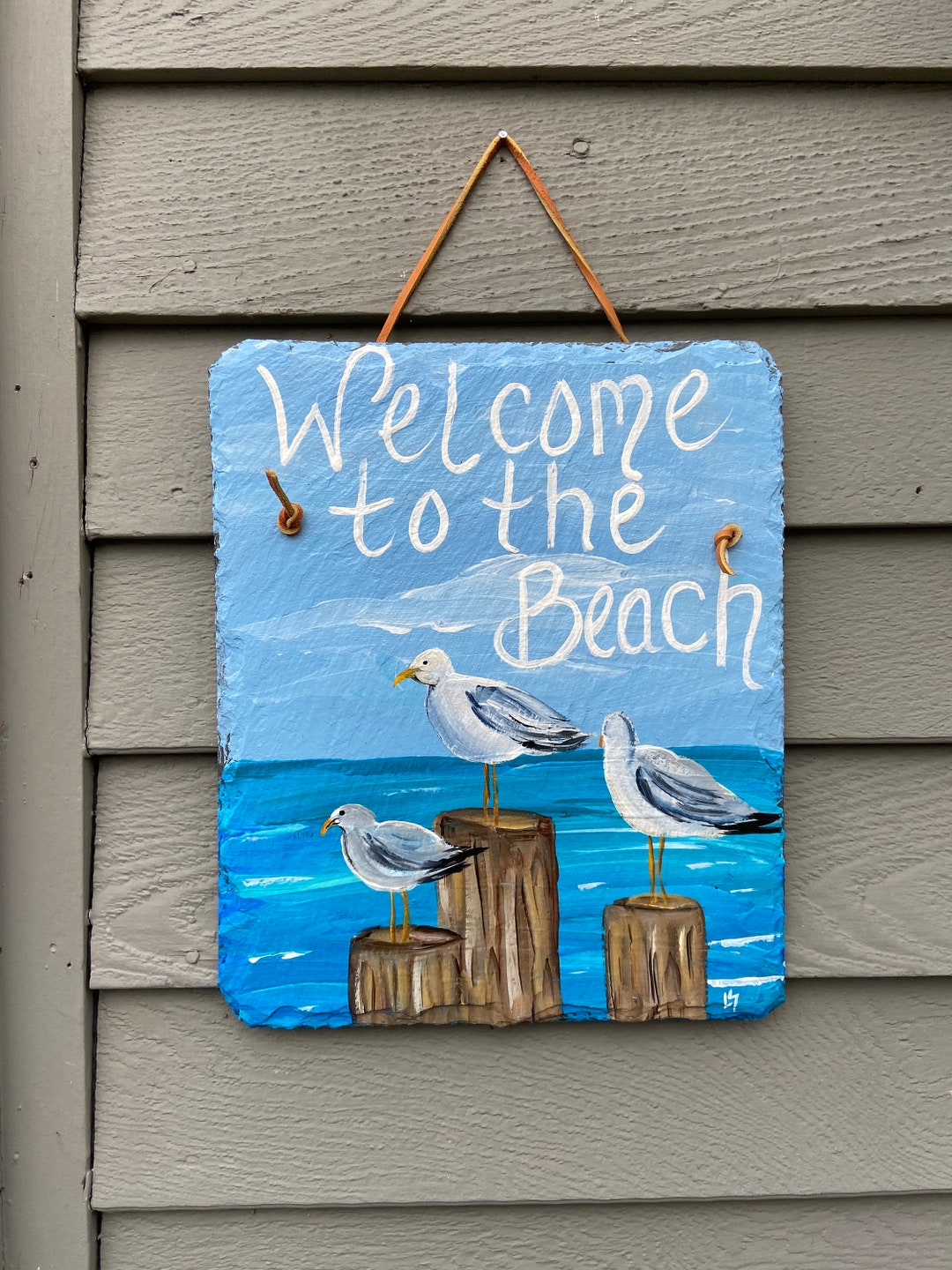 Welcome to the Beach Sign, Summer Slate Sign, Painted Slate, Beach ...