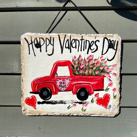 Valentine's Day slate sign, Valentine's Day door hanger, Valentine outdoor sign, Valentine's Day decor, Slate Sign, Painted slate sign
