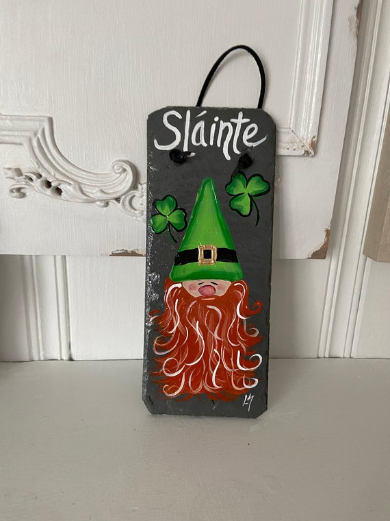 Painted St. Patrick slate, Painted slate Irish, St. Patricks Day slate sign, painting on slate, Irish slate wallhanging, St. Patrick Decor