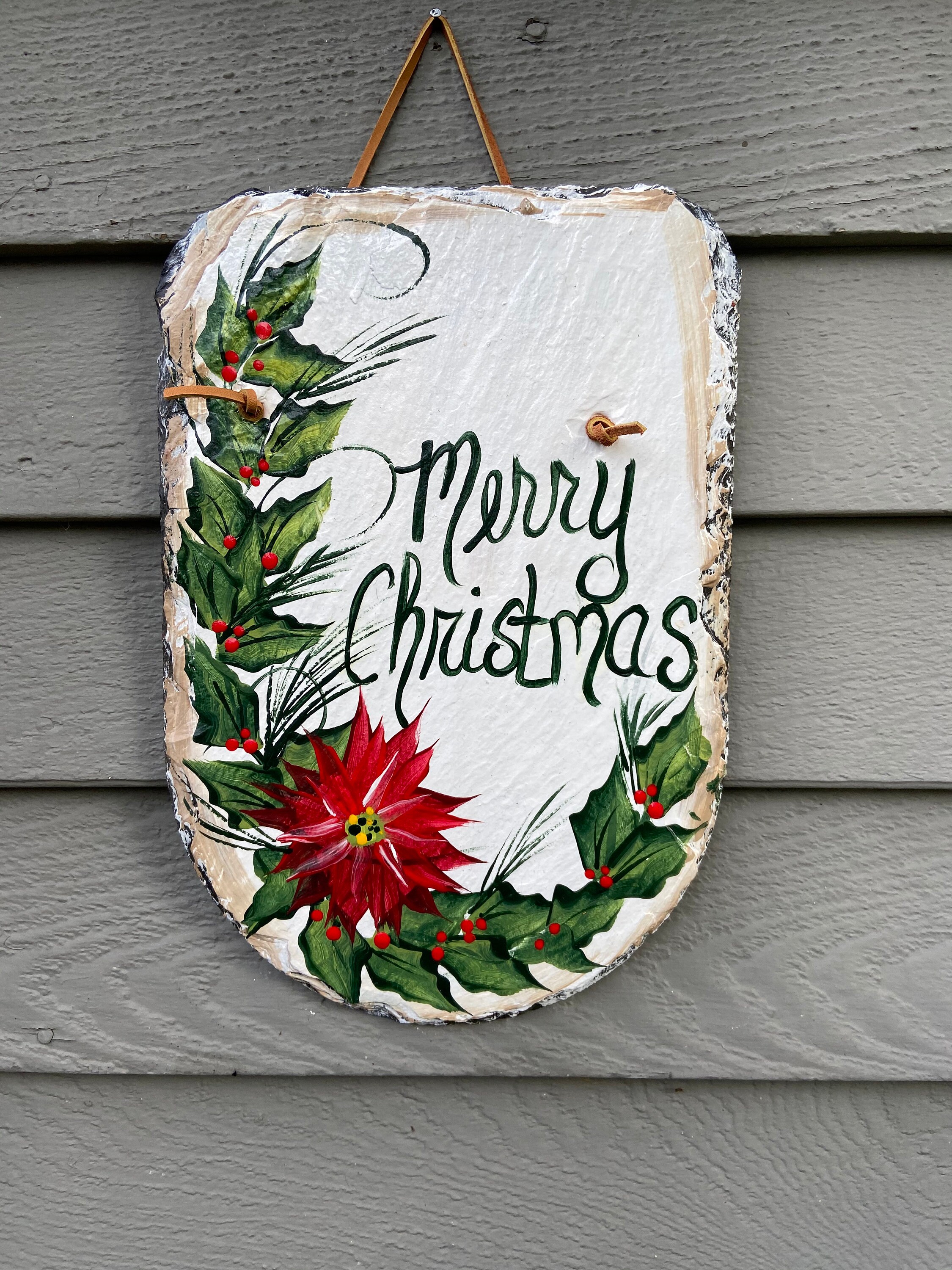 Merry Christmas Sign Christmas Holly Front Door Decoration