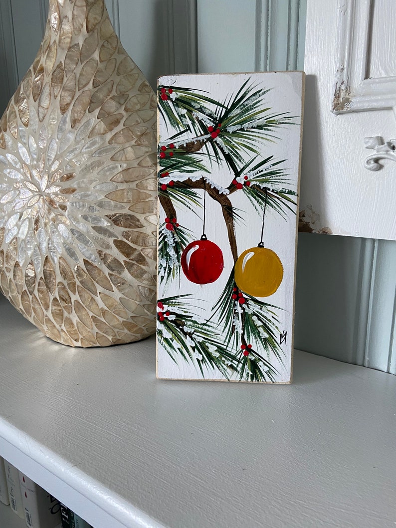 Hand Painted Wood Christmas Wall Hanging Rustic Christmas Etsy