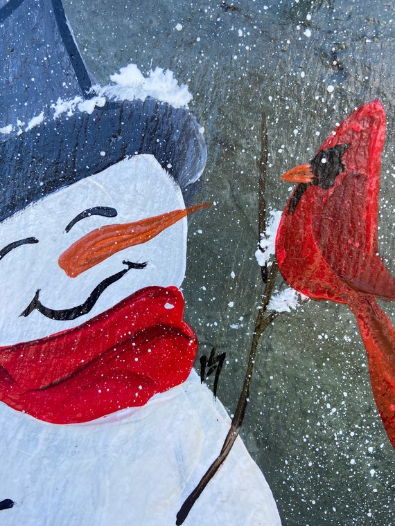 Hand Painted Snowman Welcome Slate Sign: Snowman Porch Decor, Door