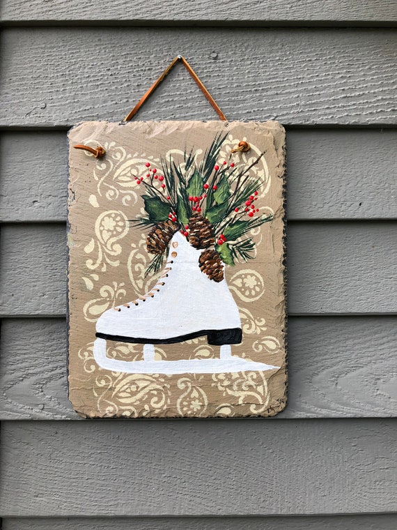 Winter slate sign, Winter sign, Painted slate, Winter decor for porch, Hand Painted Slate, Holiday door hanger, Christmas decor, slate sign