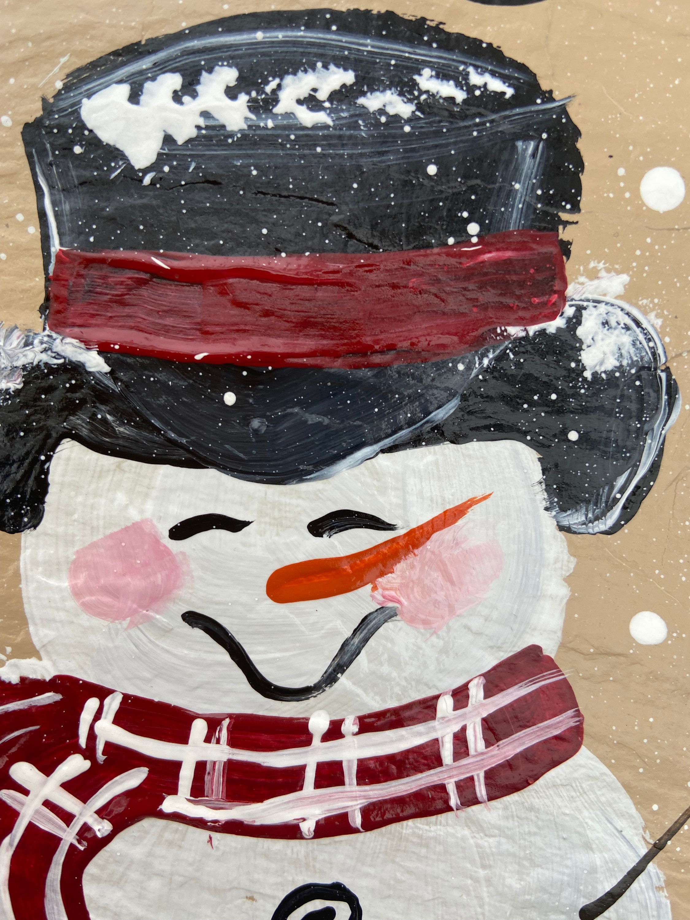 Snowman Porch Greeter Canvas or Outdoor Metal - ToeFishArt