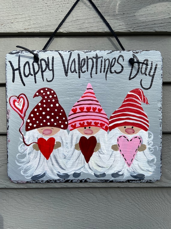Hand painted Valentine's Day slate sign