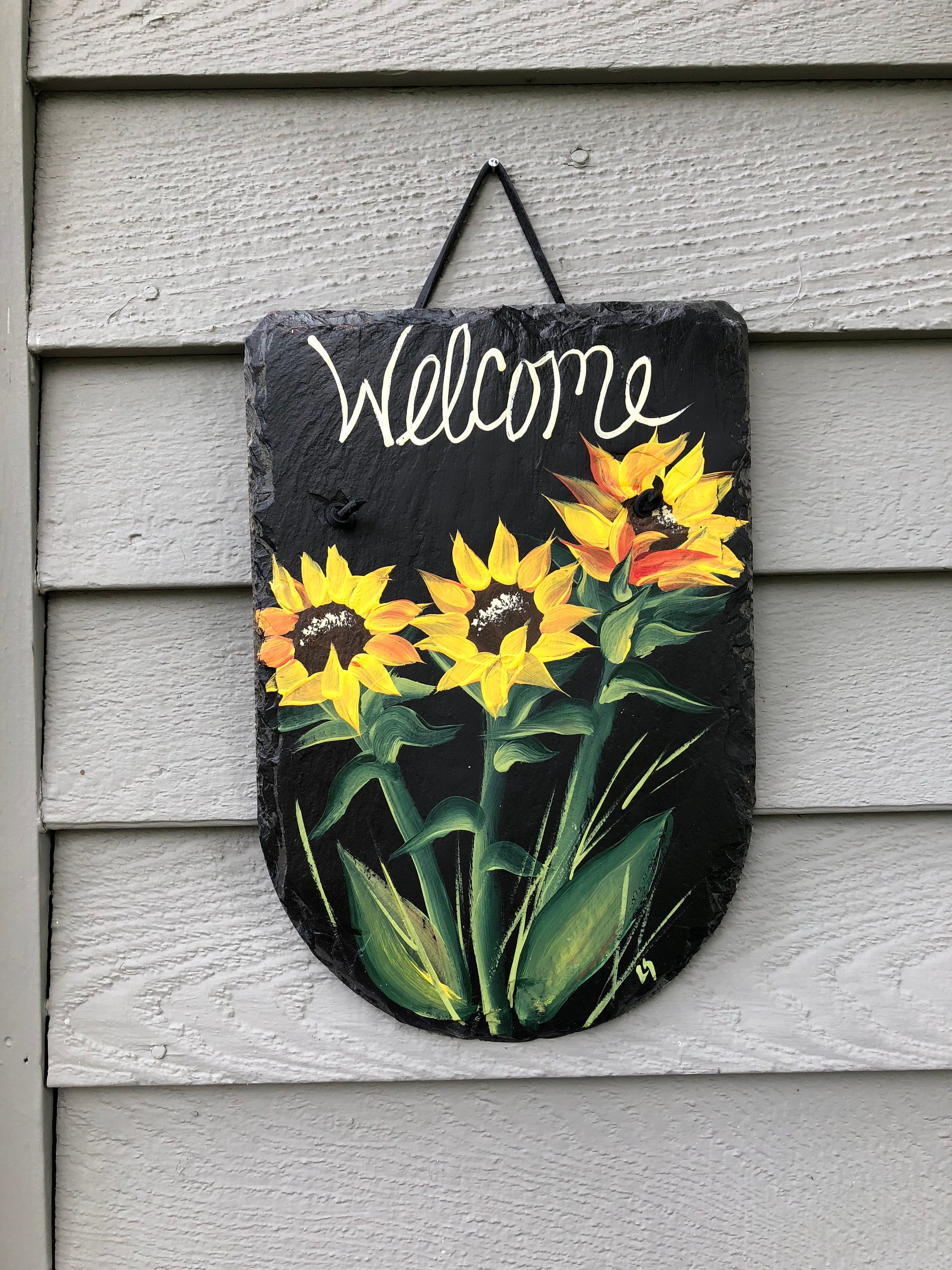 Hand Painted Fall Welcome Sign Door Decor Painted Slate Welcome