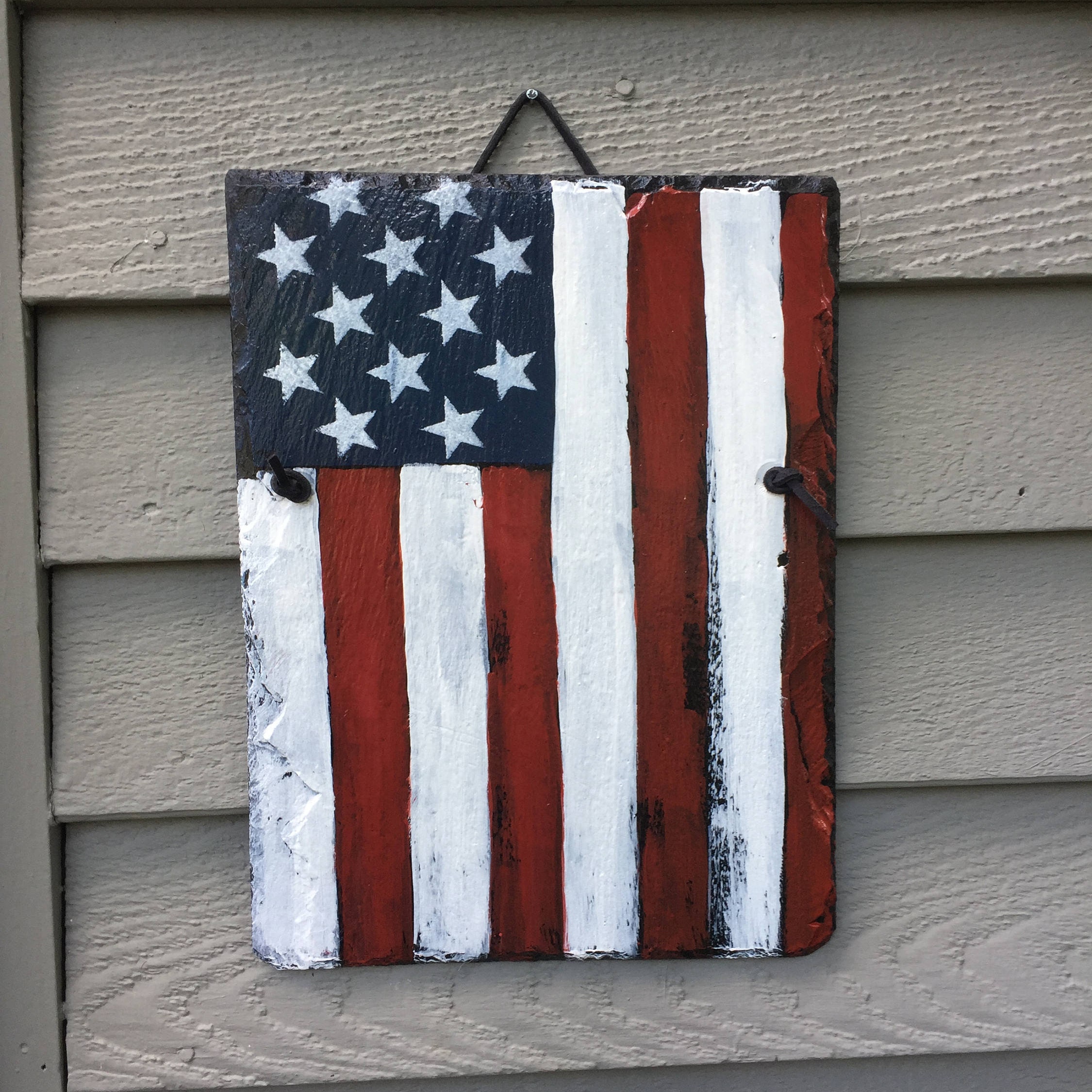 Fourth Of July Decorations American Flag Painted Slate Patriot Decor Fourth Of July Door Decoration July 4th Door Hanger American Flag