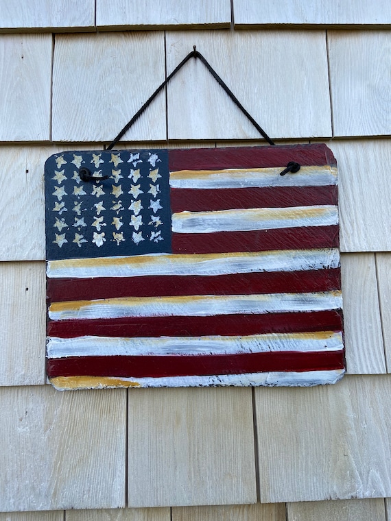 Fourth of July slate sign, Patriotic slate sign, American Flag plaque, Porch decor, American Flag, Painted slate, slate sign, Porch decor