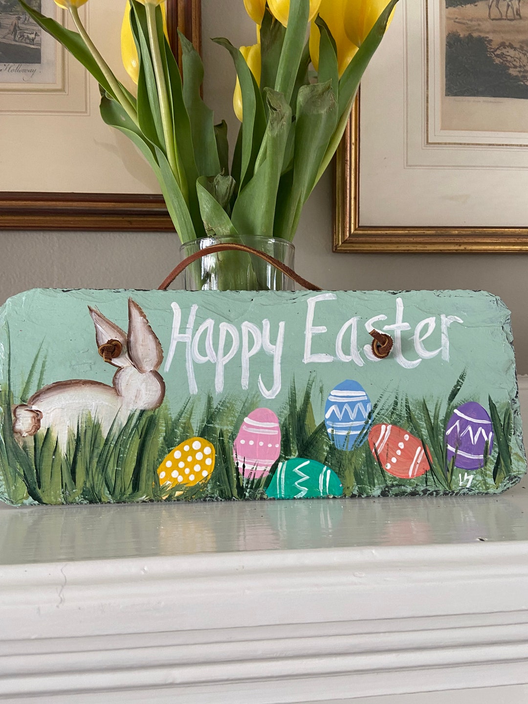 Happy Easter Slate Sign, Easter Sign, Painted Slate Sign, Painted Slate ...