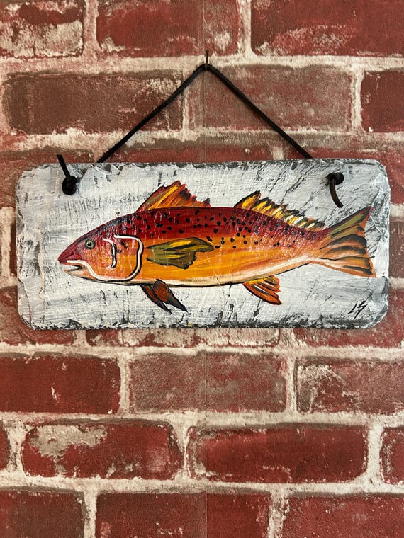 Slate fish sign, Rainbow trout painting, Father's Day Gift, Gift for fisherman