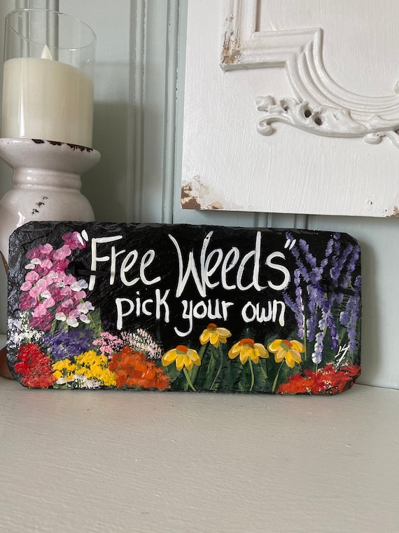 Garden sign, Slate sign for garden, painted slate sign, garden decor, gift for gardener, outdoor sign, personalized sign for garden