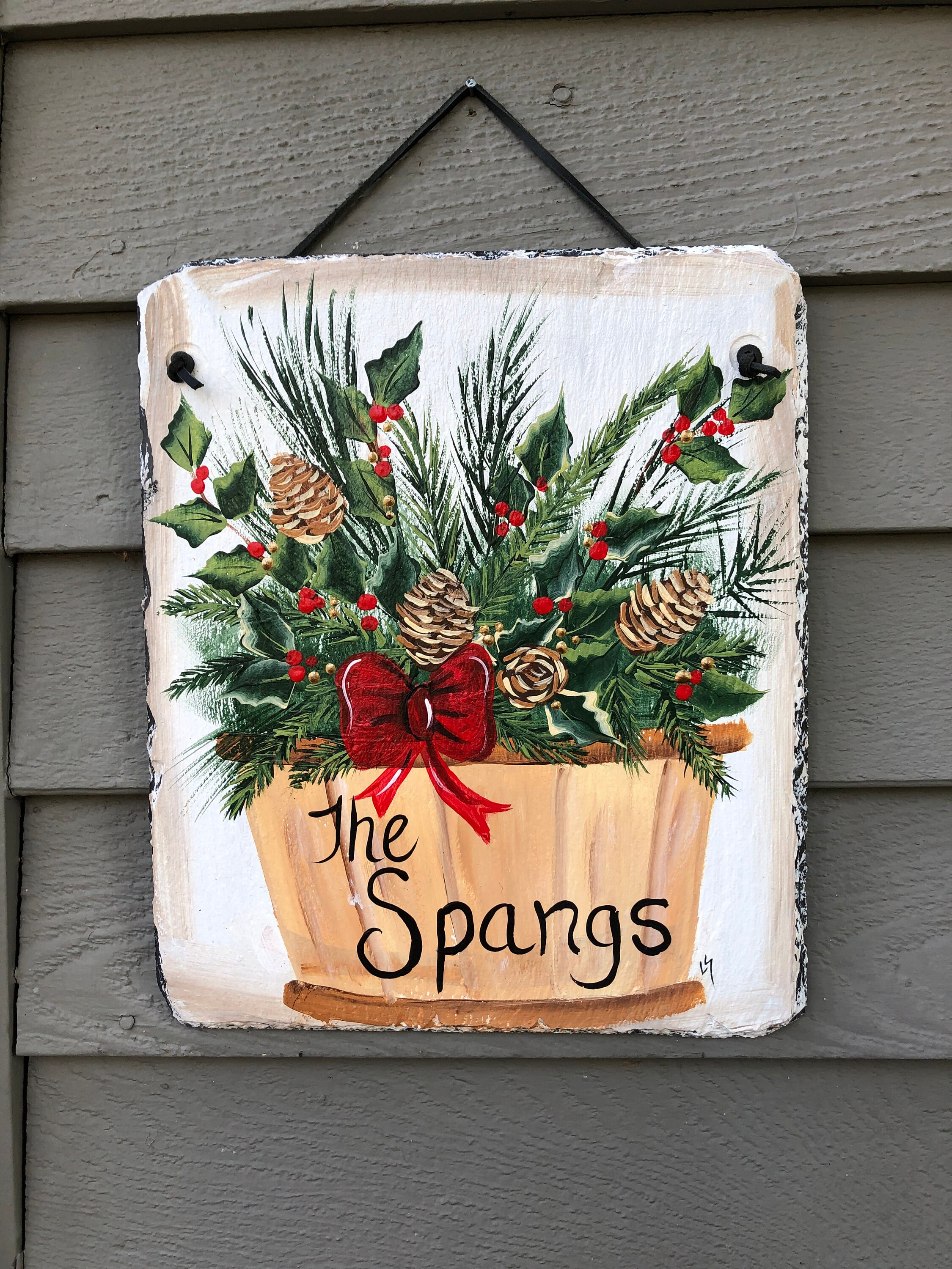 hand painted slate sign winter welcome