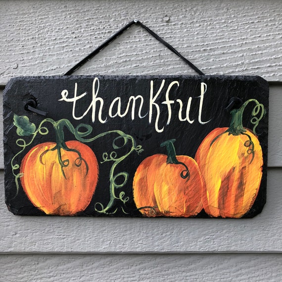 Hand painted slate thanksgiving outdoor sign