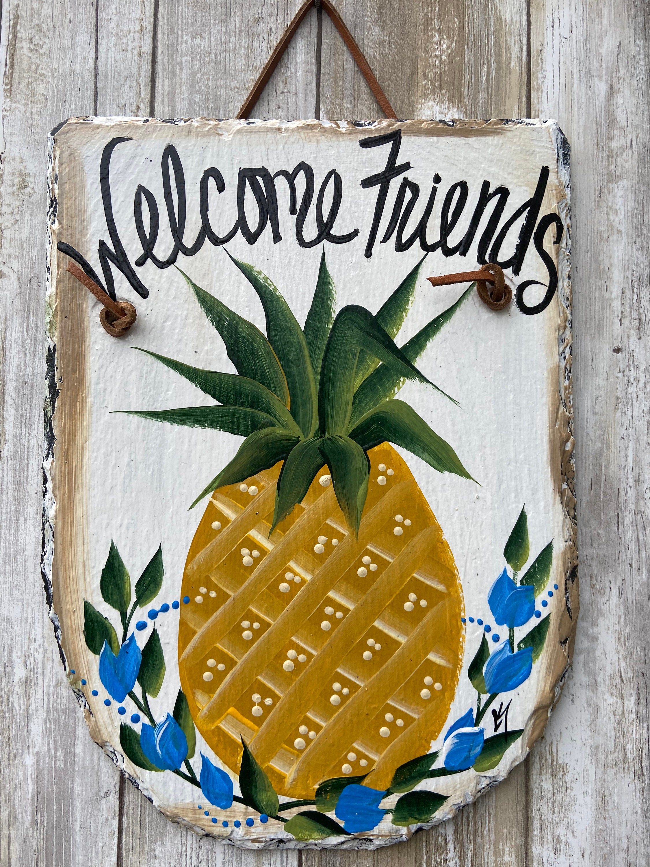 Porch Decor, Slate Plaque, Hand Painted Slate Sign, Garden sign, Garden