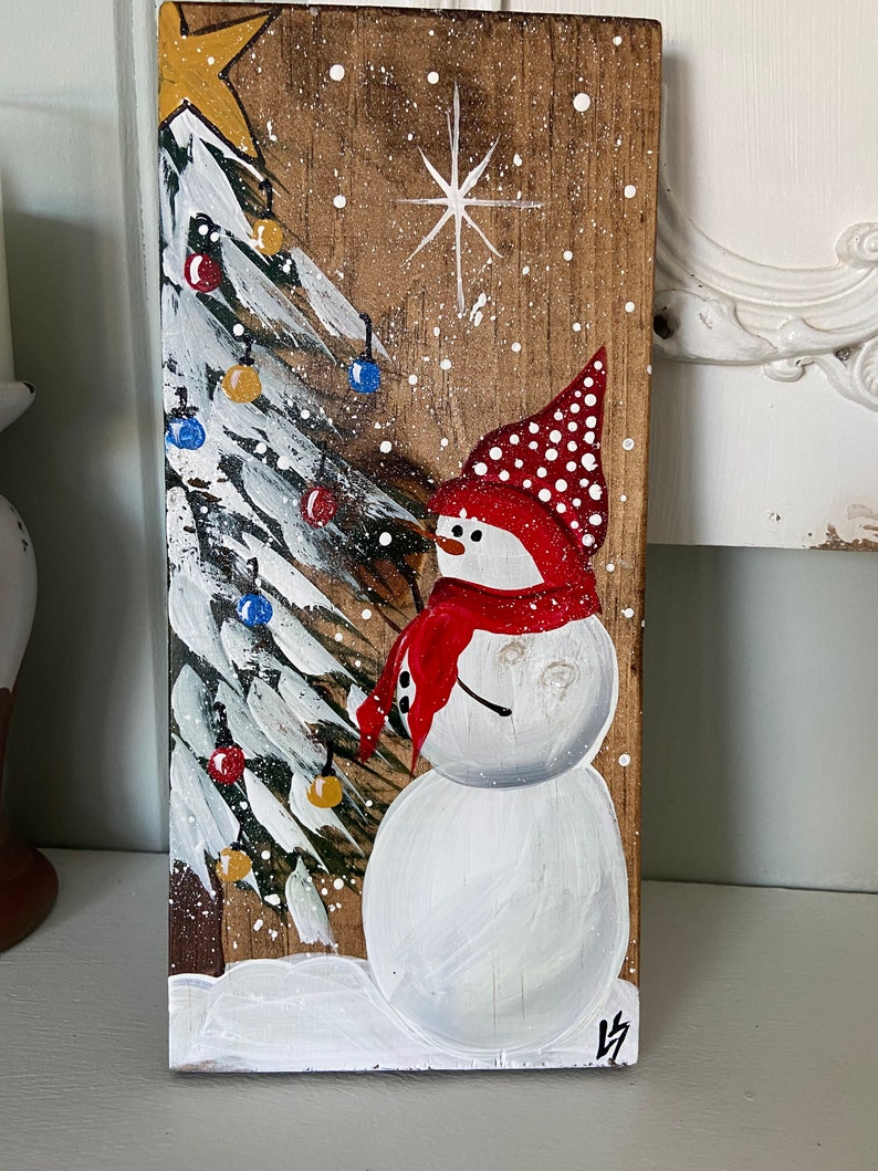 Hand Painted Wood Christmas Wall Hanging Rustic Christmas Etsy