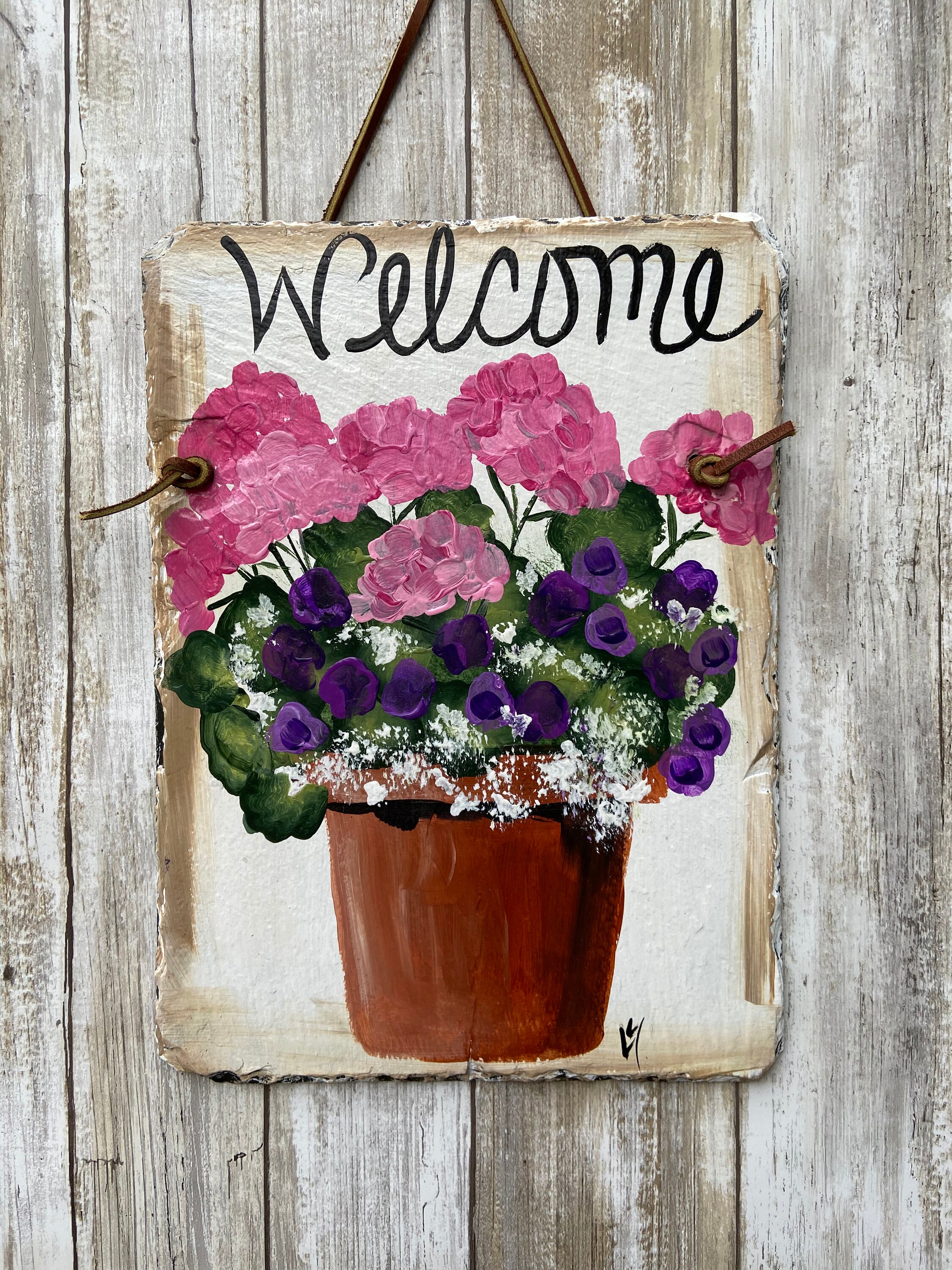 Slate Plaque, Hand Painted Slate Sign, sign, Garden