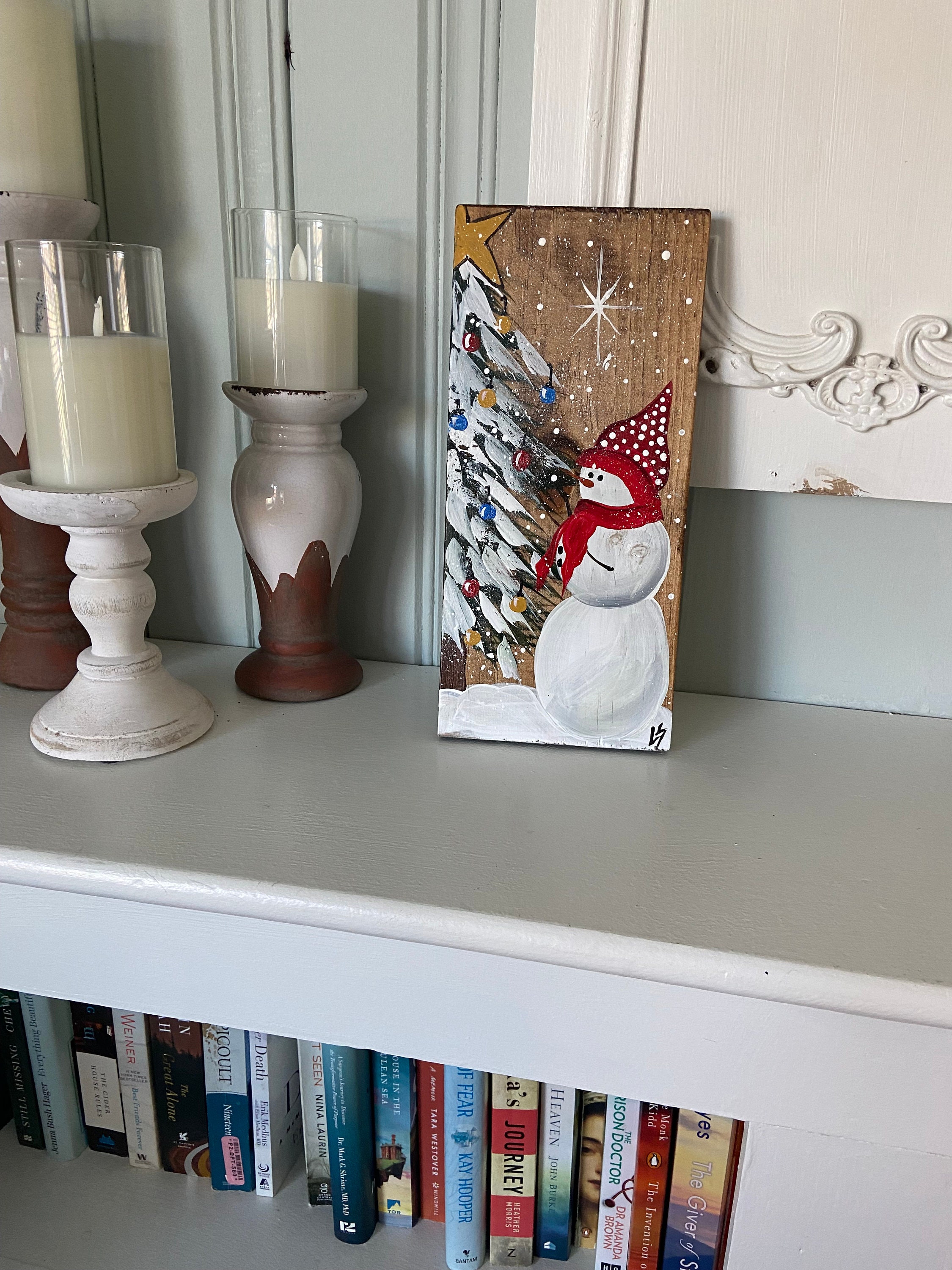 Hand Painted Wood Christmas Wall Hanging Rustic Christmas Etsy