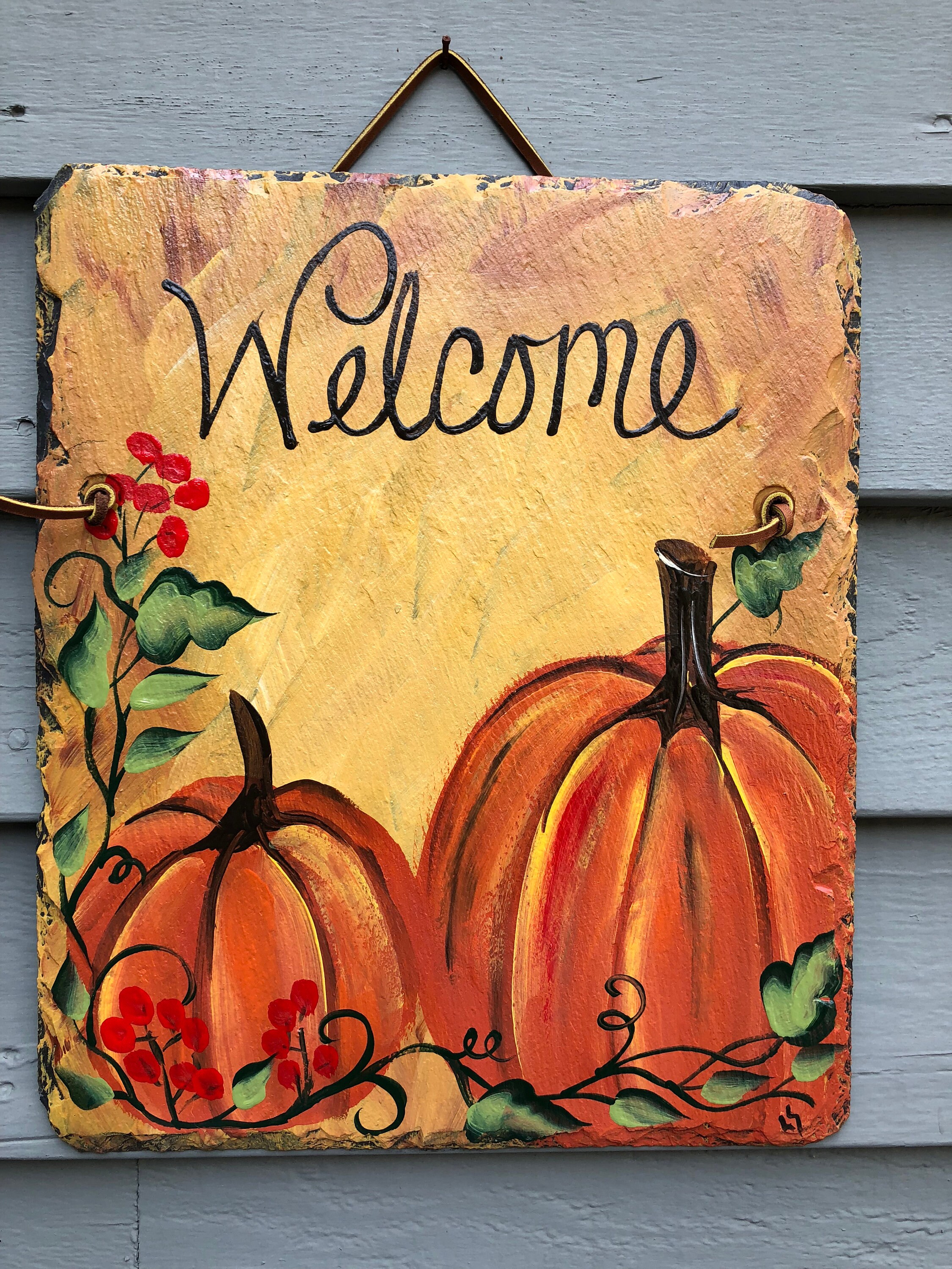 Fall welcome sign decorative Tile fall sign Autumn welcome Etsy